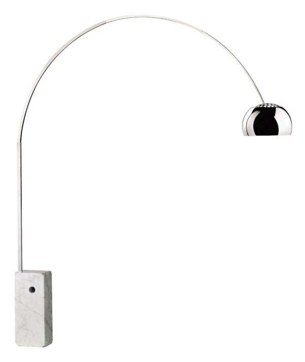 Арко подна светилка LED верзија полиран метал|Мермер Флос Ахил Кастиљони|Пјер Џакомо Кастиљони