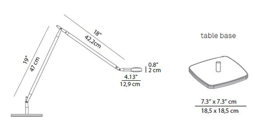 candeeiro de mesa levou oito watts de Luceplan projetados por alberto meda e design Paolo Rizzatto