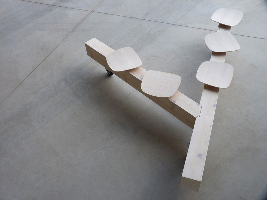 Bedont bench in solid wood Timber, design Diego Chilò