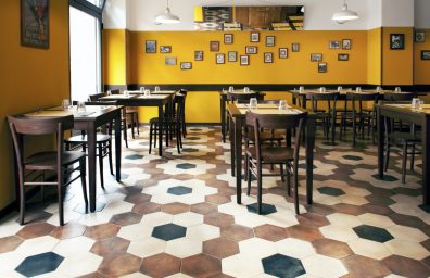 ミラノの胃袋レストラン、トラットリア古い学校ヴィンテージのインテリアデザイン