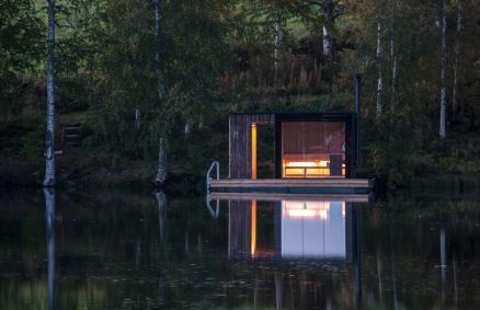 sauna flutuante pequena oficina de arquitetura