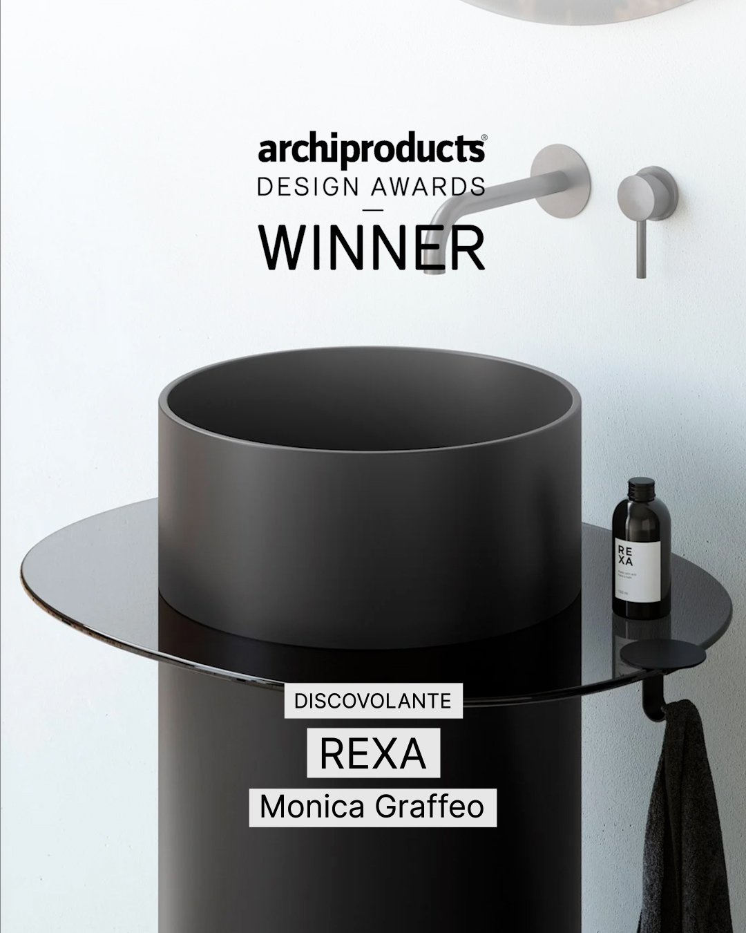 Rexa vince l’Archiproducts Design Award 2022 con il lavabo Discovolante, disegnato da Monica Graffeo.