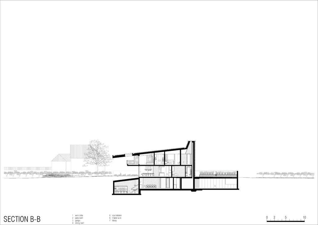 Visibilio House MoDusArchitects section B B text